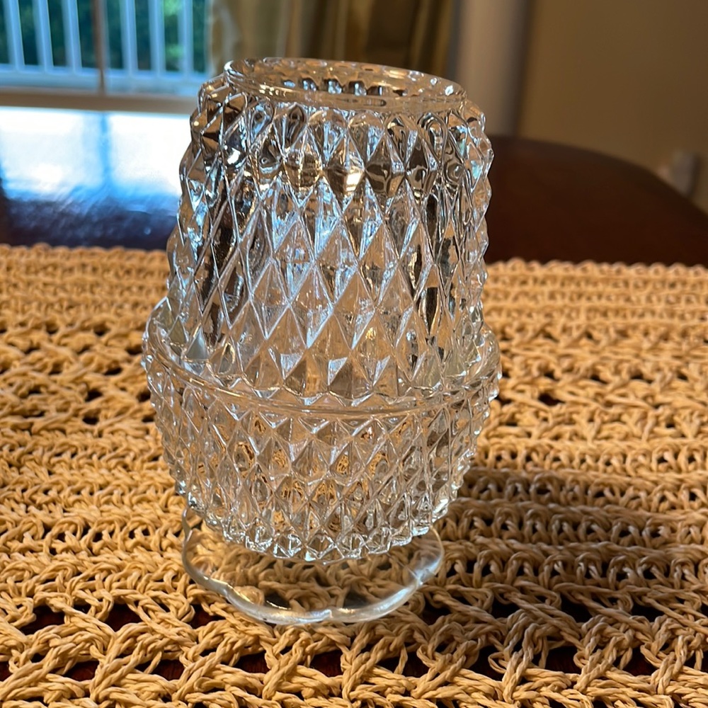 Indiana Glass Clear Diamond Point Fairy Lamp